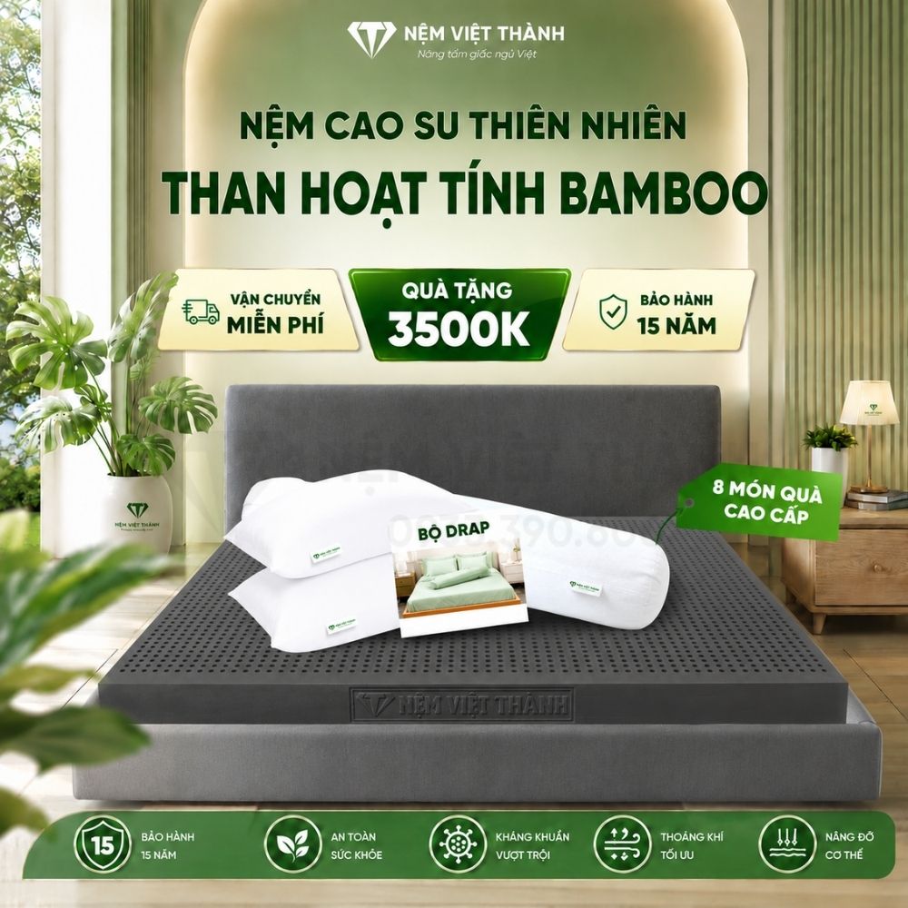 Nệm cao su thiên nhiên than hoạt tính Bamboo Việt Thành