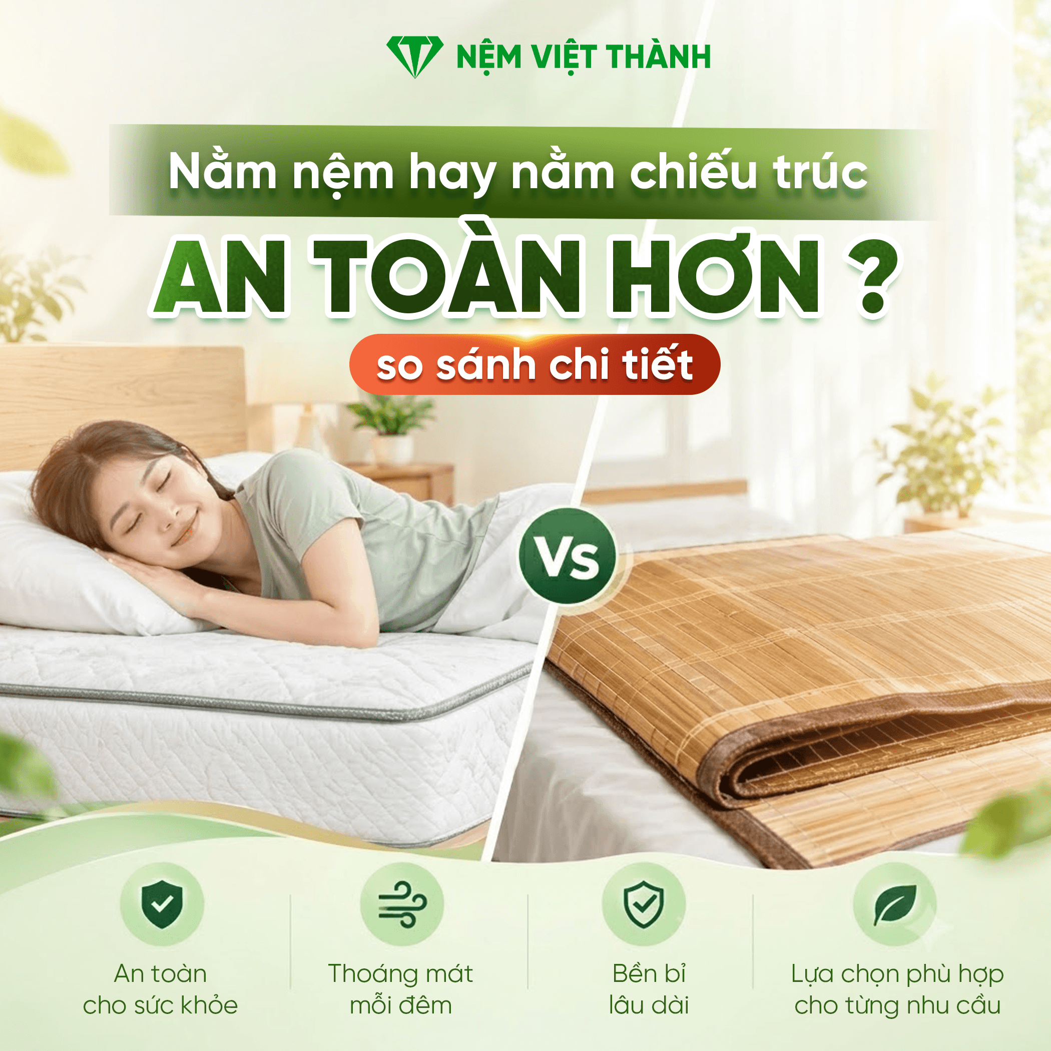 Nằm Nệm Hay Nằm Chiếu Trúc An Toàn Hơn? So Sánh Chi Tiết