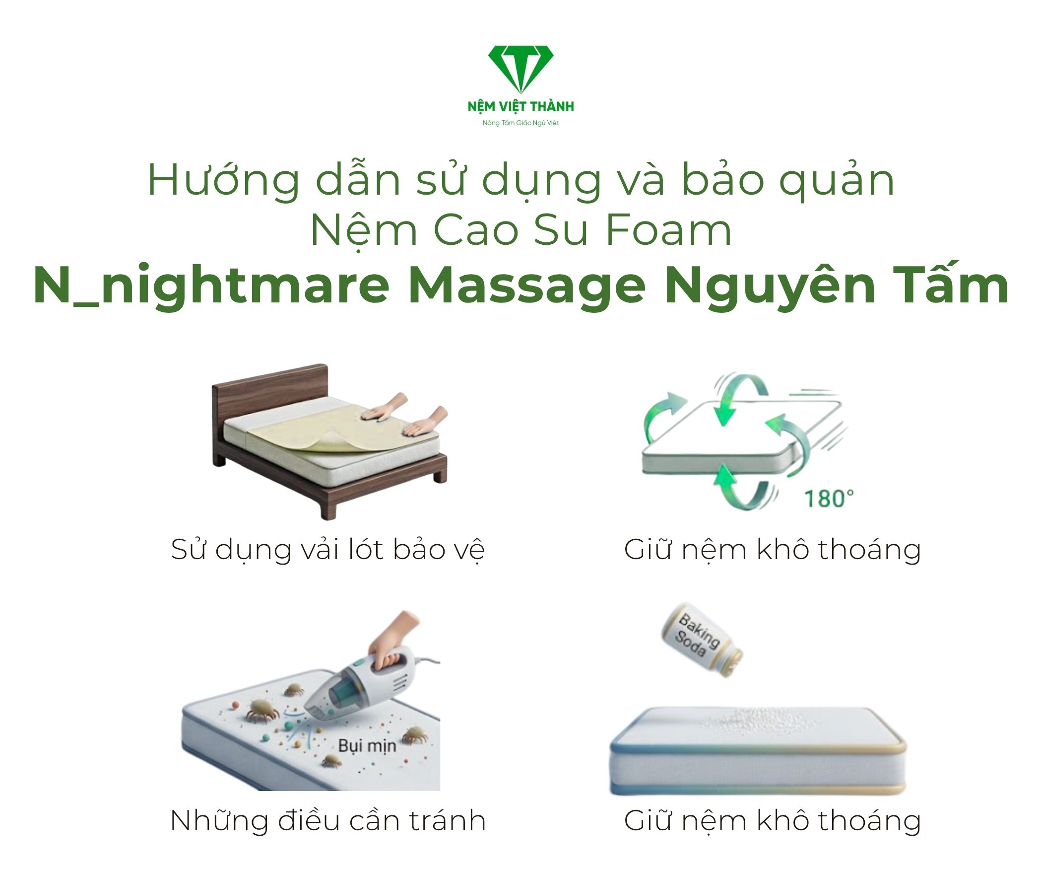 Hướng dẫn sử dụng và bảo quản Nệm Cao Su Foam N_Nightmare Massage