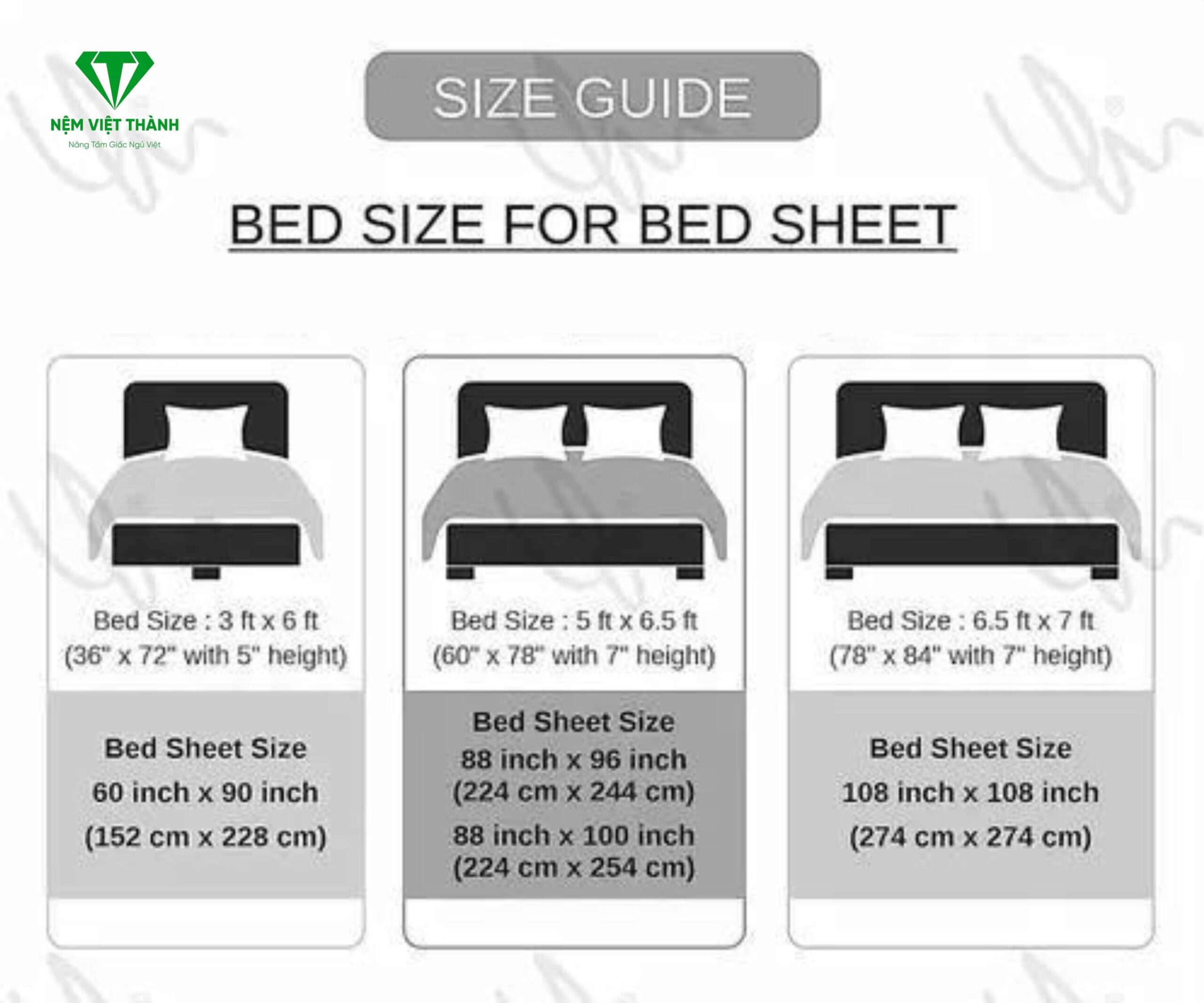 Kích thước nệm cao su khách sạn phổ biến
